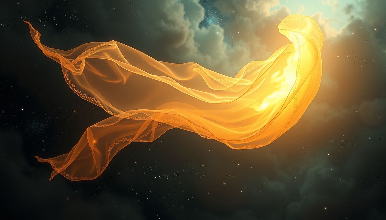 Ein brennender Gazeverband symbolisiert innere Konflikte und Befreiung.