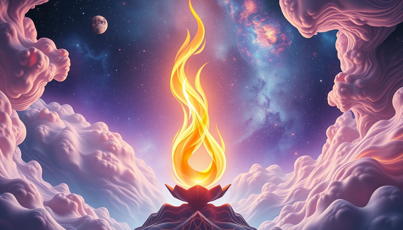 Ein Kocher mit hoher Flamme symbolisiert Leidenschaft und kreative Energie.