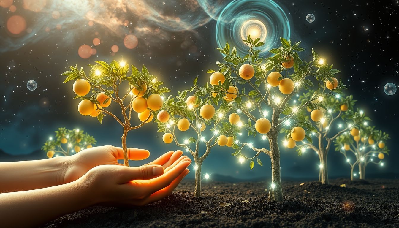Das Pflanzen von Obstbäumen im Traum symbolisiert neues Wachstum und Erfolg.