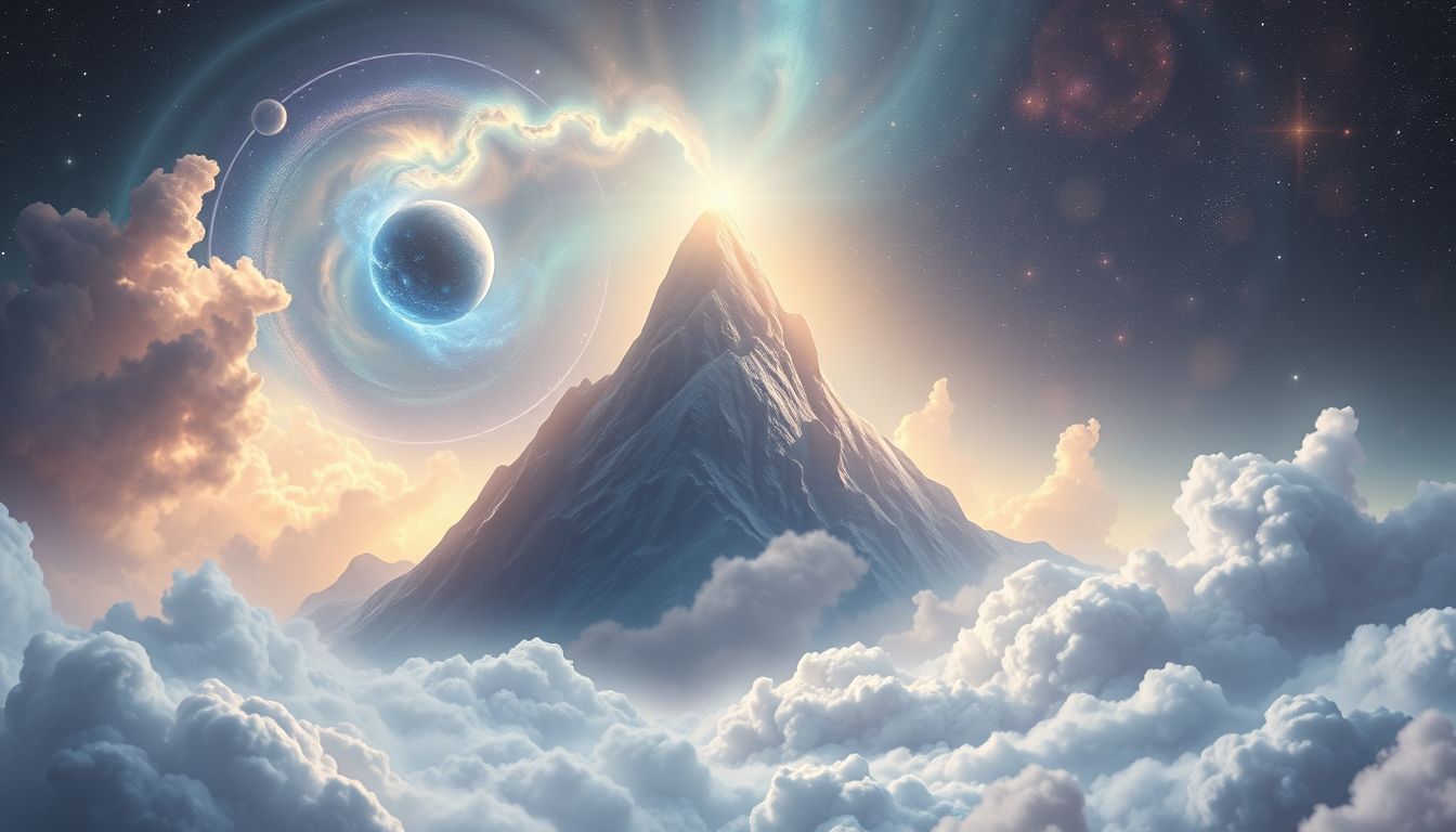 Der ferne Gipfel symbolisiert das Überwinden großer Herausforderungen im Leben.