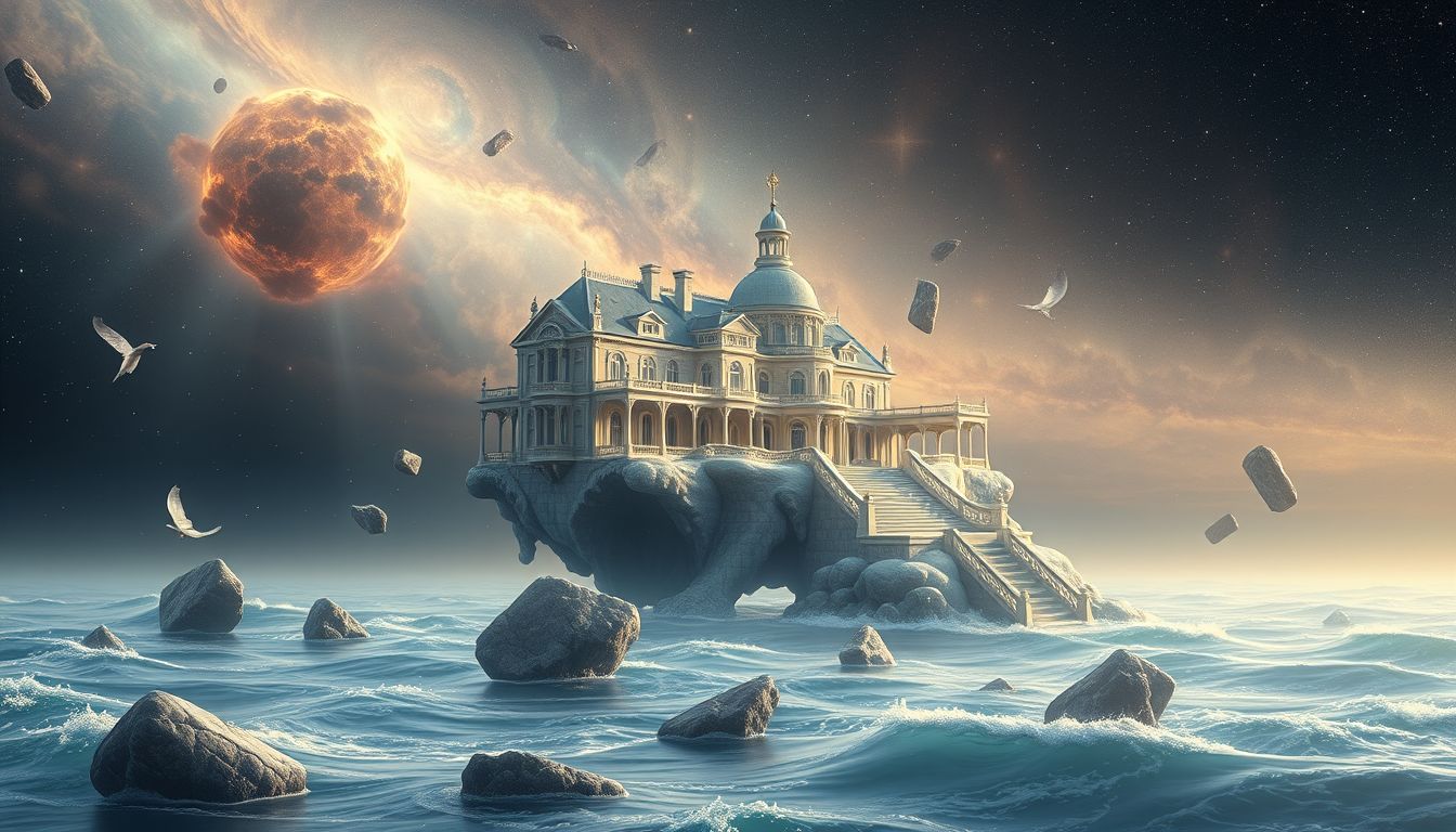 Ein Herrenhaus am Meer symbolisiert Sehnsucht nach Freiheit und Ruhe.