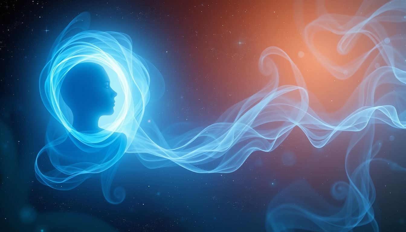 Eine blaue Aura deutet auf innere Ruhe und spirituelle Klarheit hin.