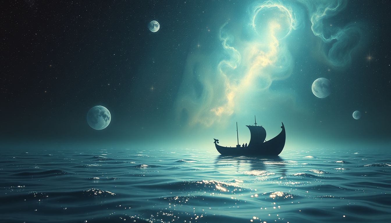 Eine Arche auf Wasser symbolisiert emotionale Rettung und Neubeginn.