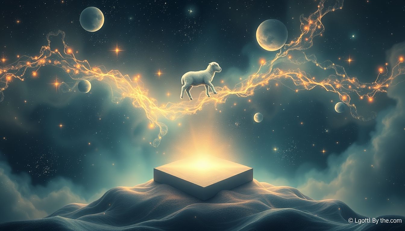 Ein Opferlamm am Altar symbolisiert Unschuld und Hingabe im Traum.