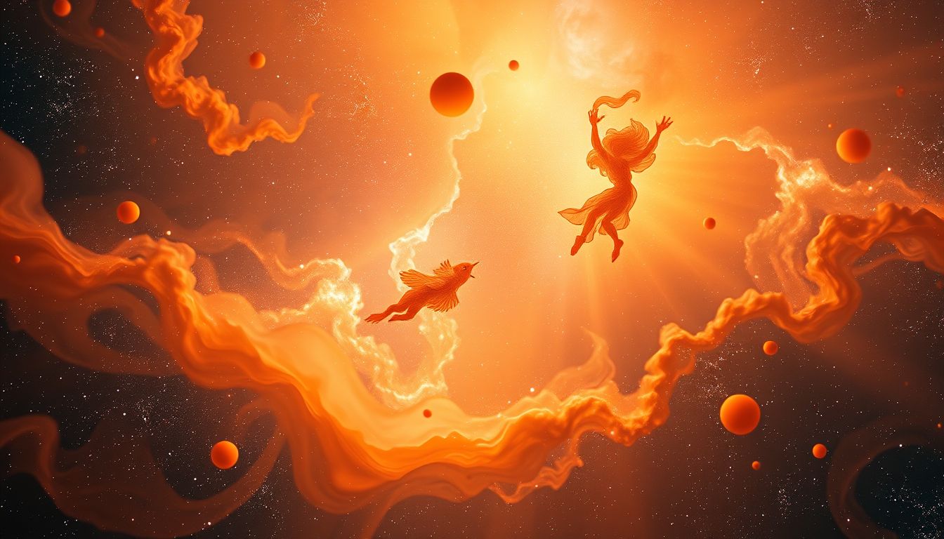 Orangetöne im Traum symbolisieren kreative Energie und Lebensfreude.