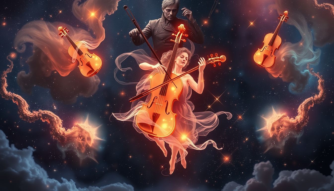 Ein Violinkonzert mit Star-Solisten symbolisiert kreative Selbstverwirklichung.
