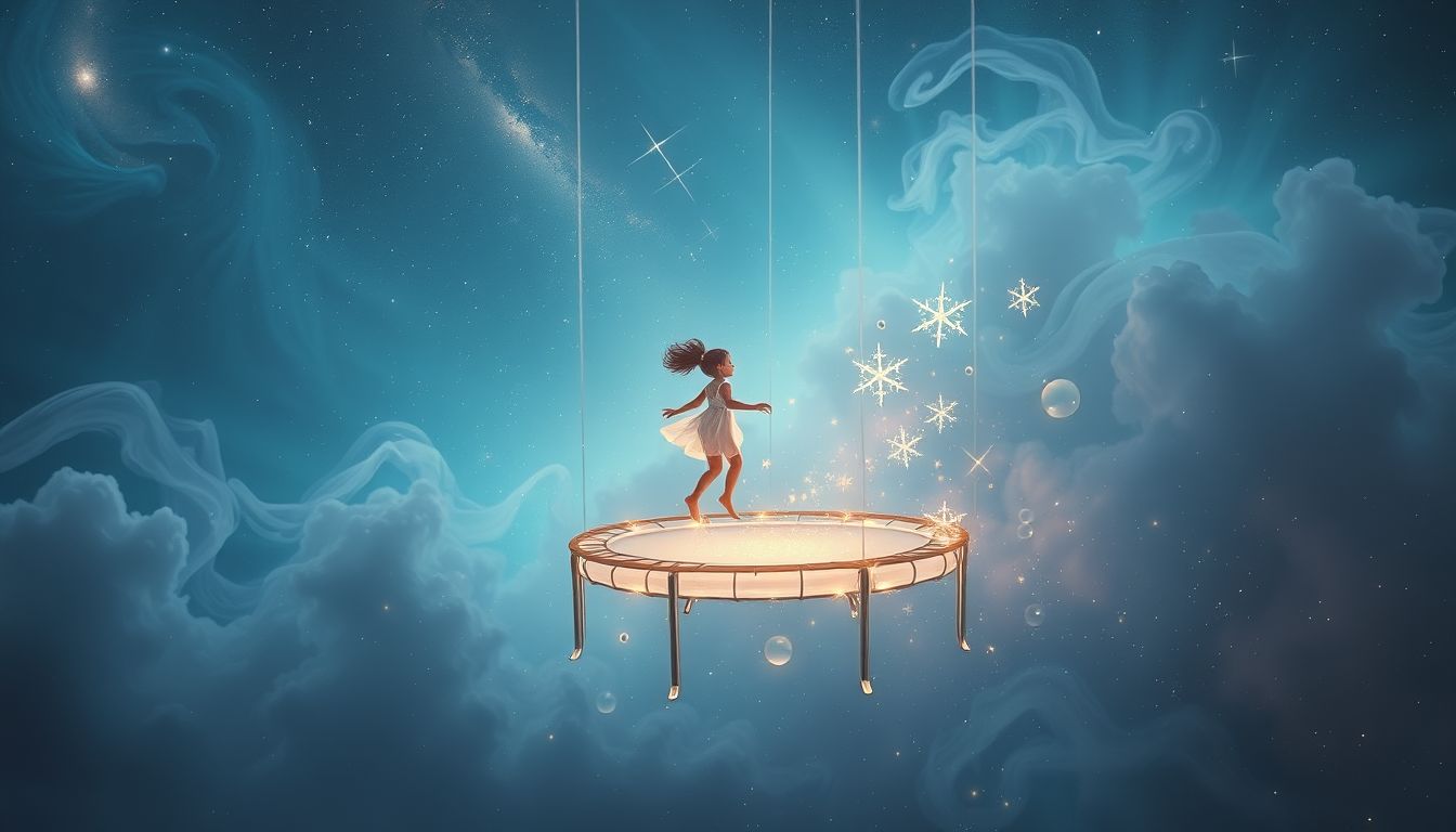 Trampolinspringen im Traum symbolisiert emotionale Höhen und Trauerbewältigung.