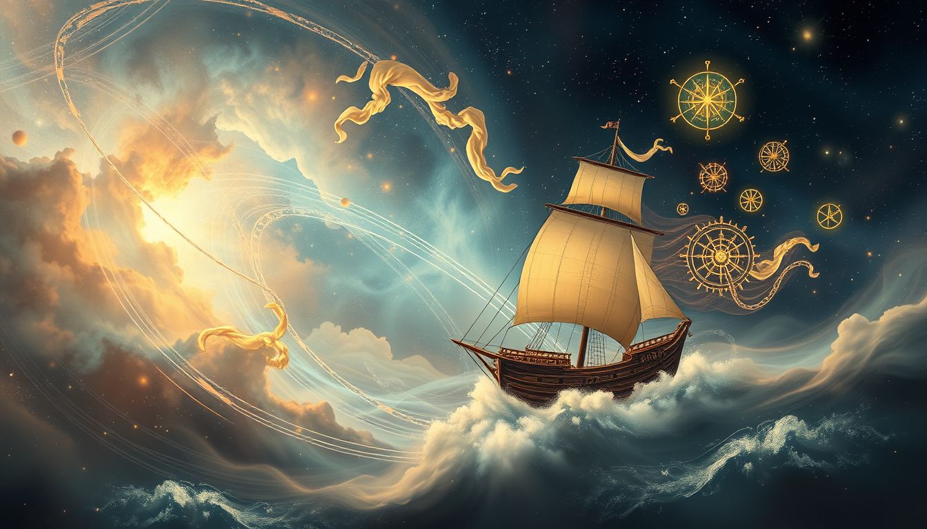 Der Traum von alter Schiffsnavigation symbolisiert Lebensreise und Orientierung.