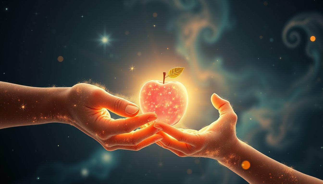 Ein Apfel verschenken symbolisiert Großzügigkeit und zwischenmenschliche Nähe.