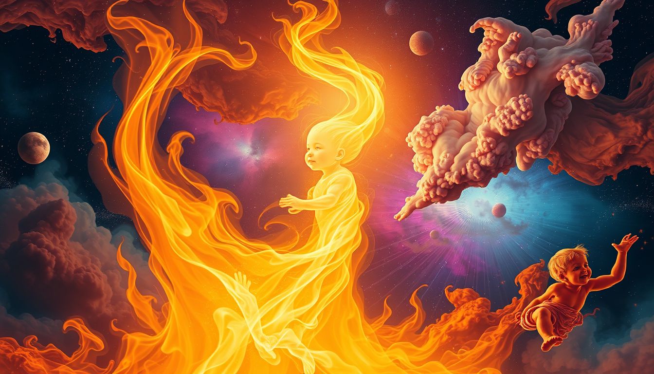 Ein Babyjunge im Feuer symbolisiert Transformation und Neuanfang im Traum.