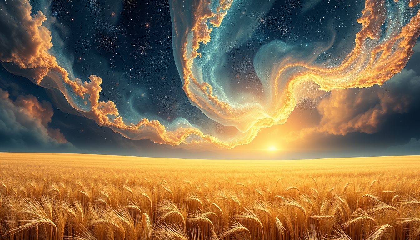 Ein endloses Kornfeld symbolisiert Wachstum, Freiheit und Lebensfülle.