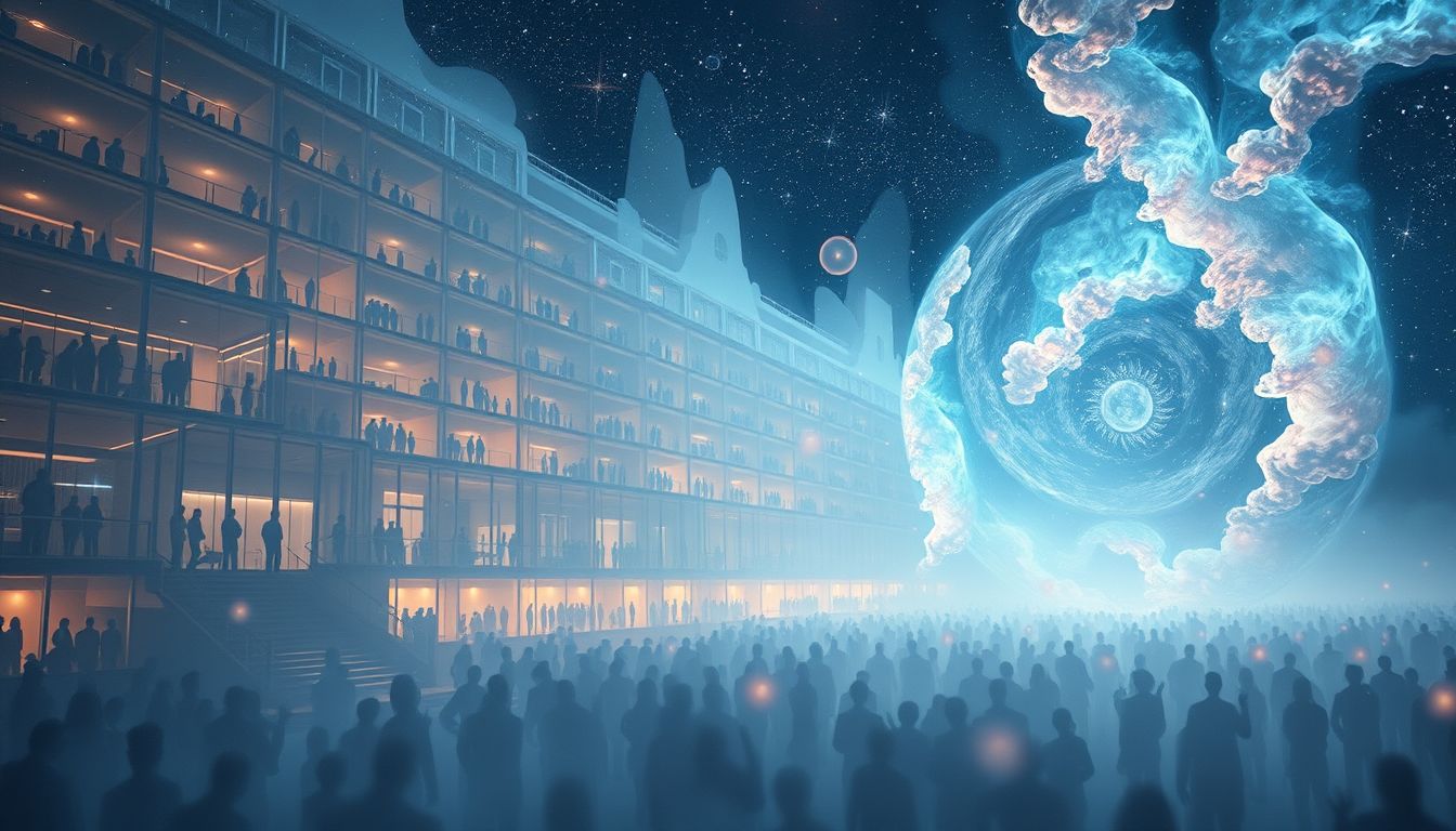 Ein überfülltes Hotel symbolisiert oft innere Unsicherheit und Stress.