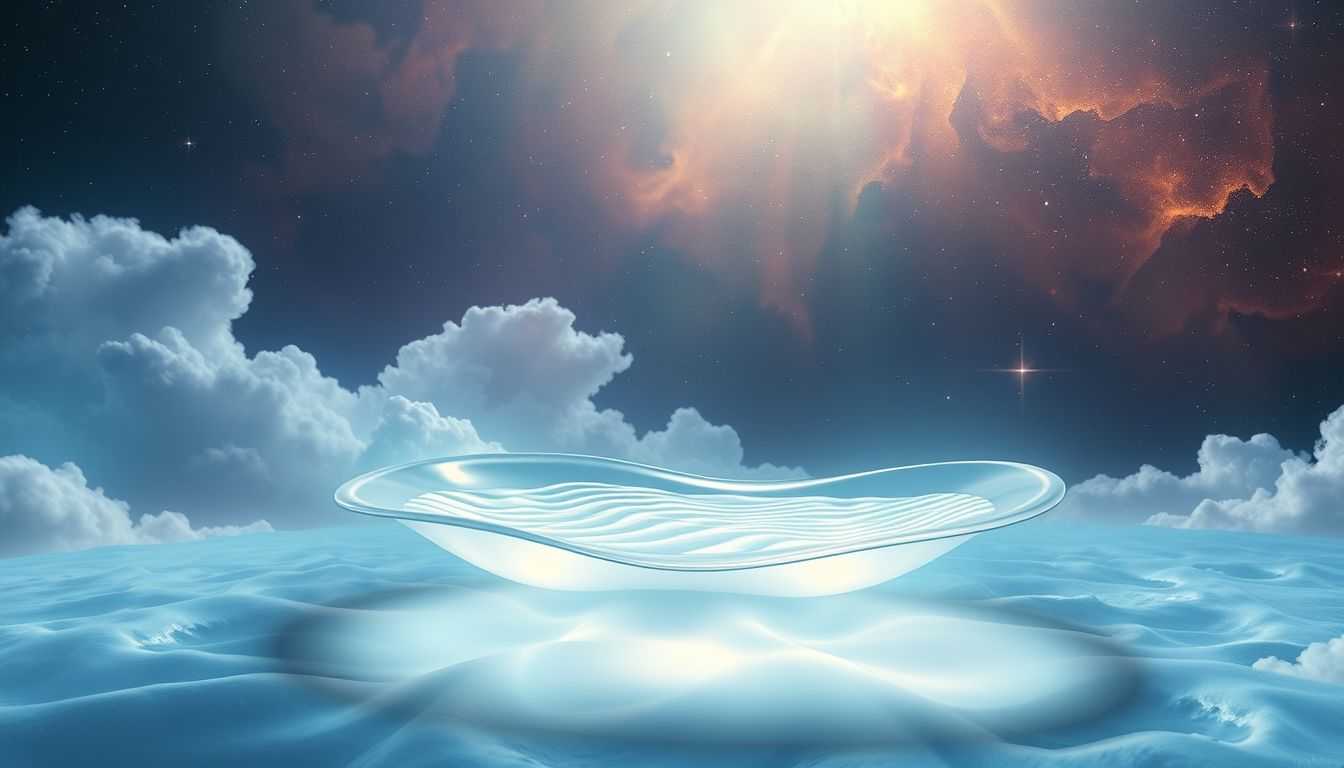Ein Wasserbett im Freien symbolisiert Sehnsucht nach Freiheit und Natur.
