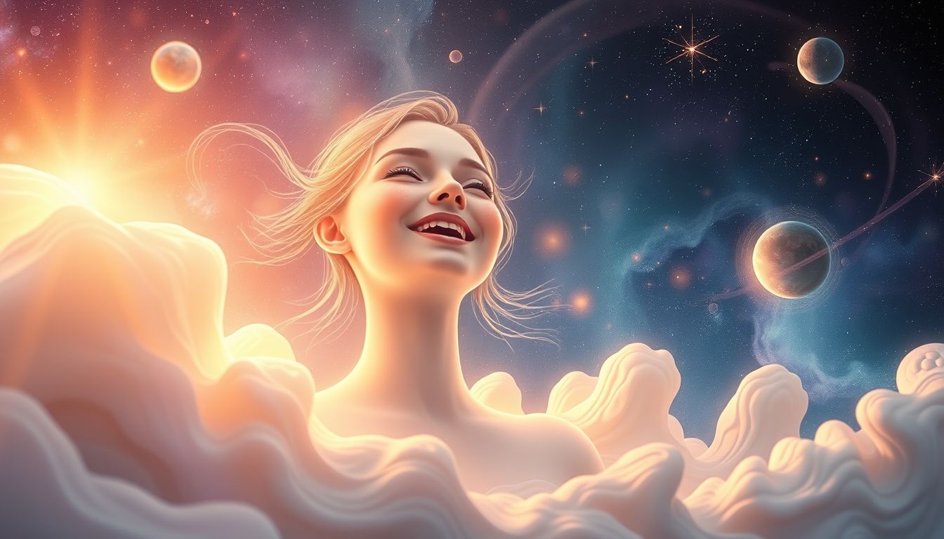 Ein lachender Mensch im Traum symbolisiert Freude und Harmonie.