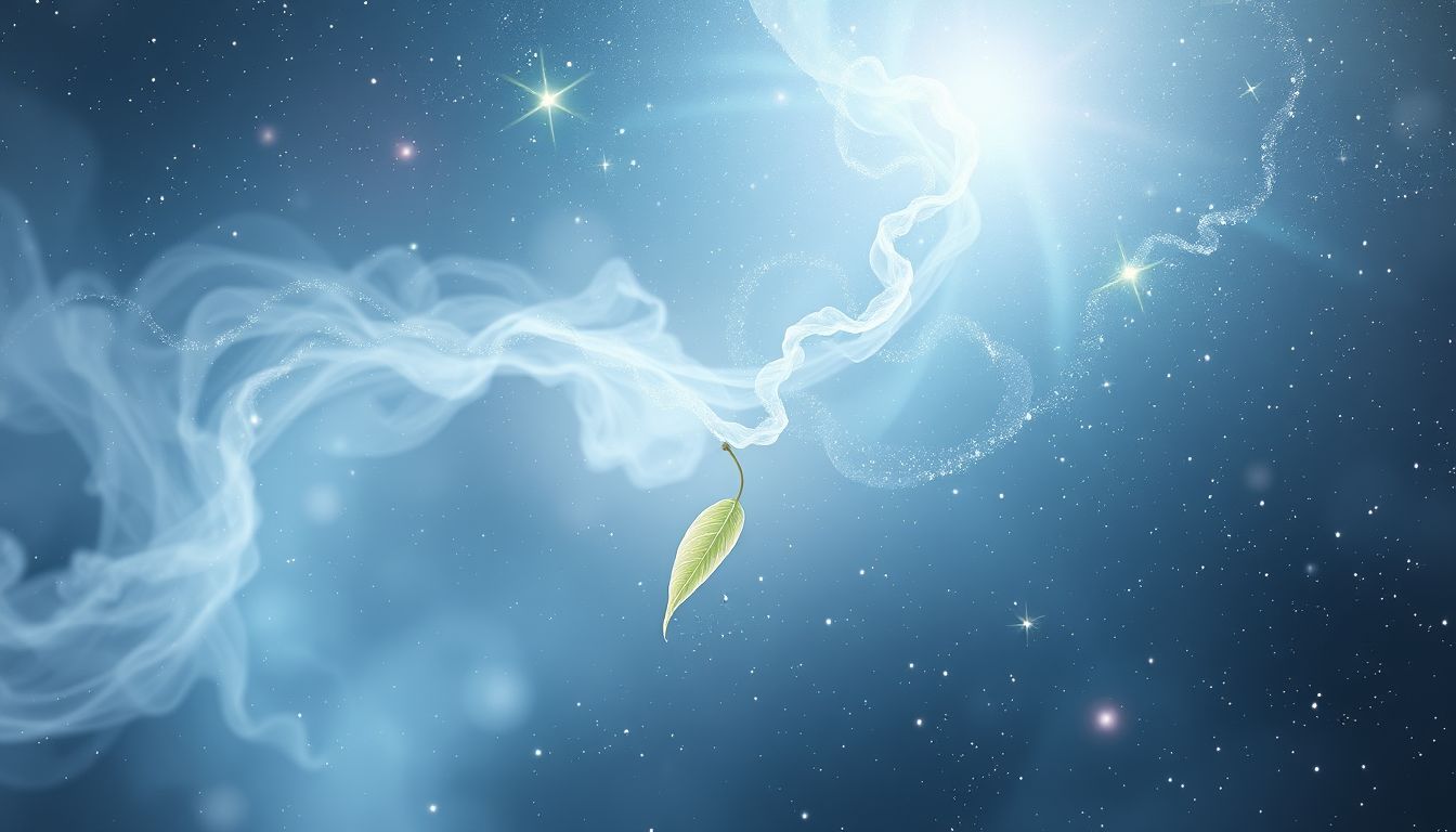 Das Trudeln eines Blattes symbolisiert Loslassen und innere Akzeptanz.