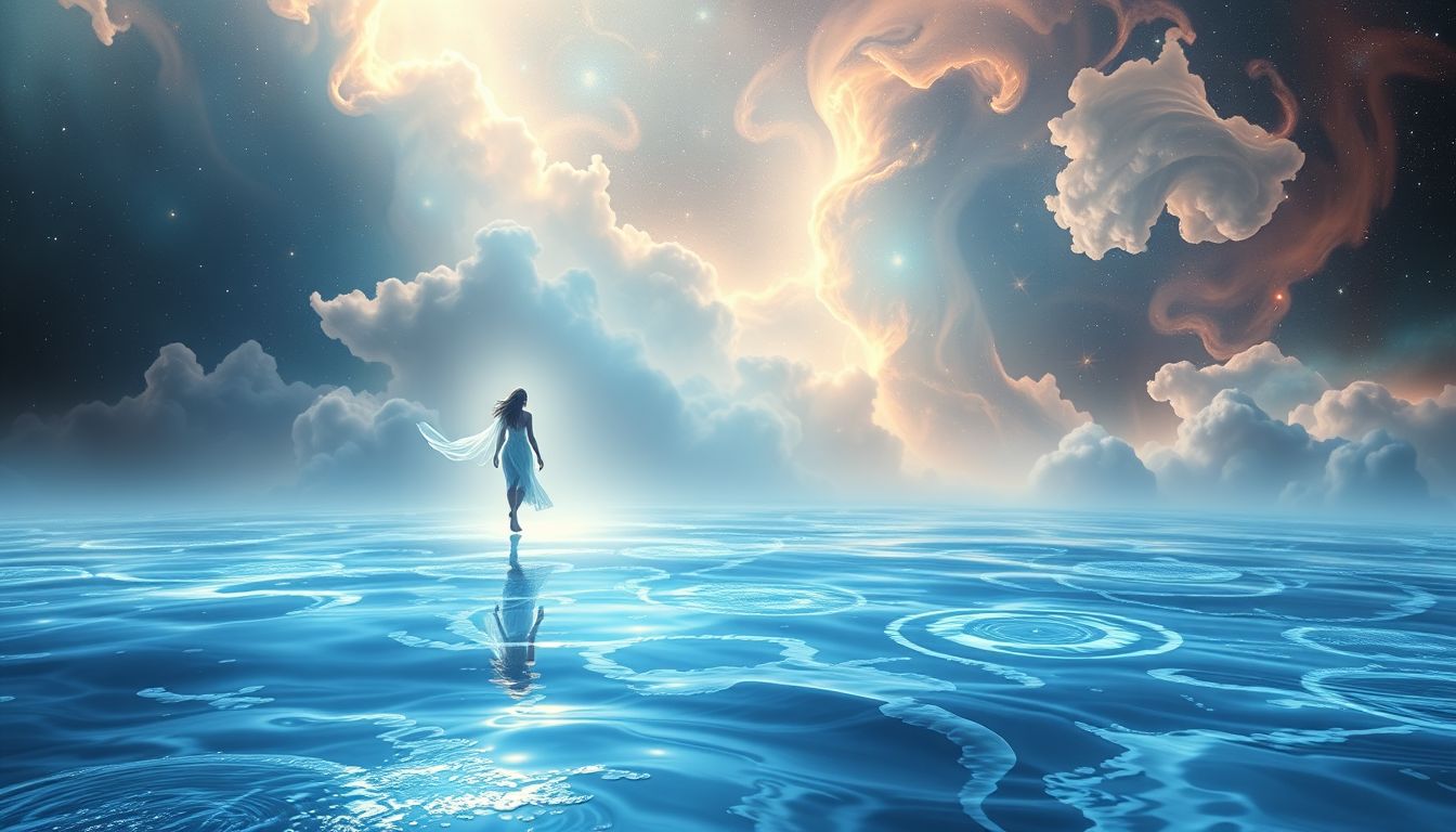 Über Wasser gehen symbolisiert spirituelles Erwachen und Überwindung.