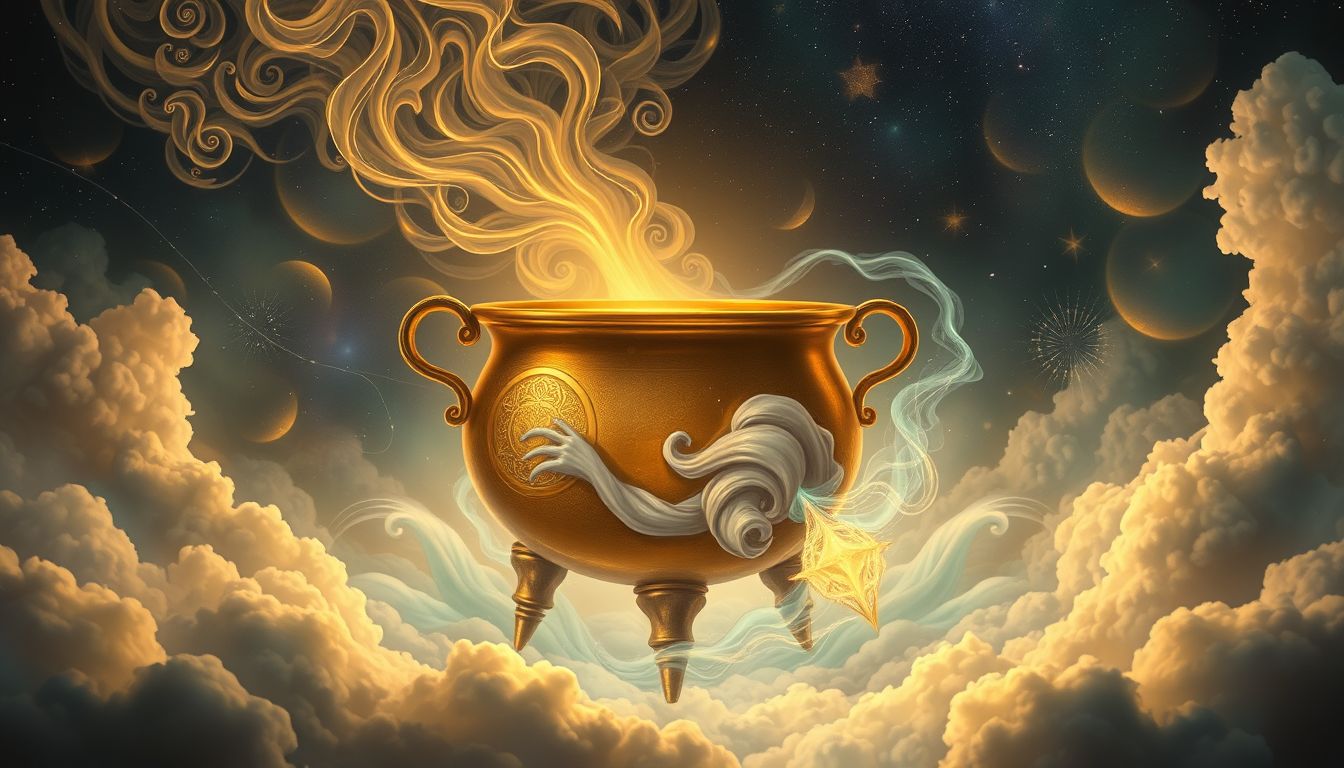 Einen Messingkessel benutzen symbolisiert Reichtum und innere Stärke.
