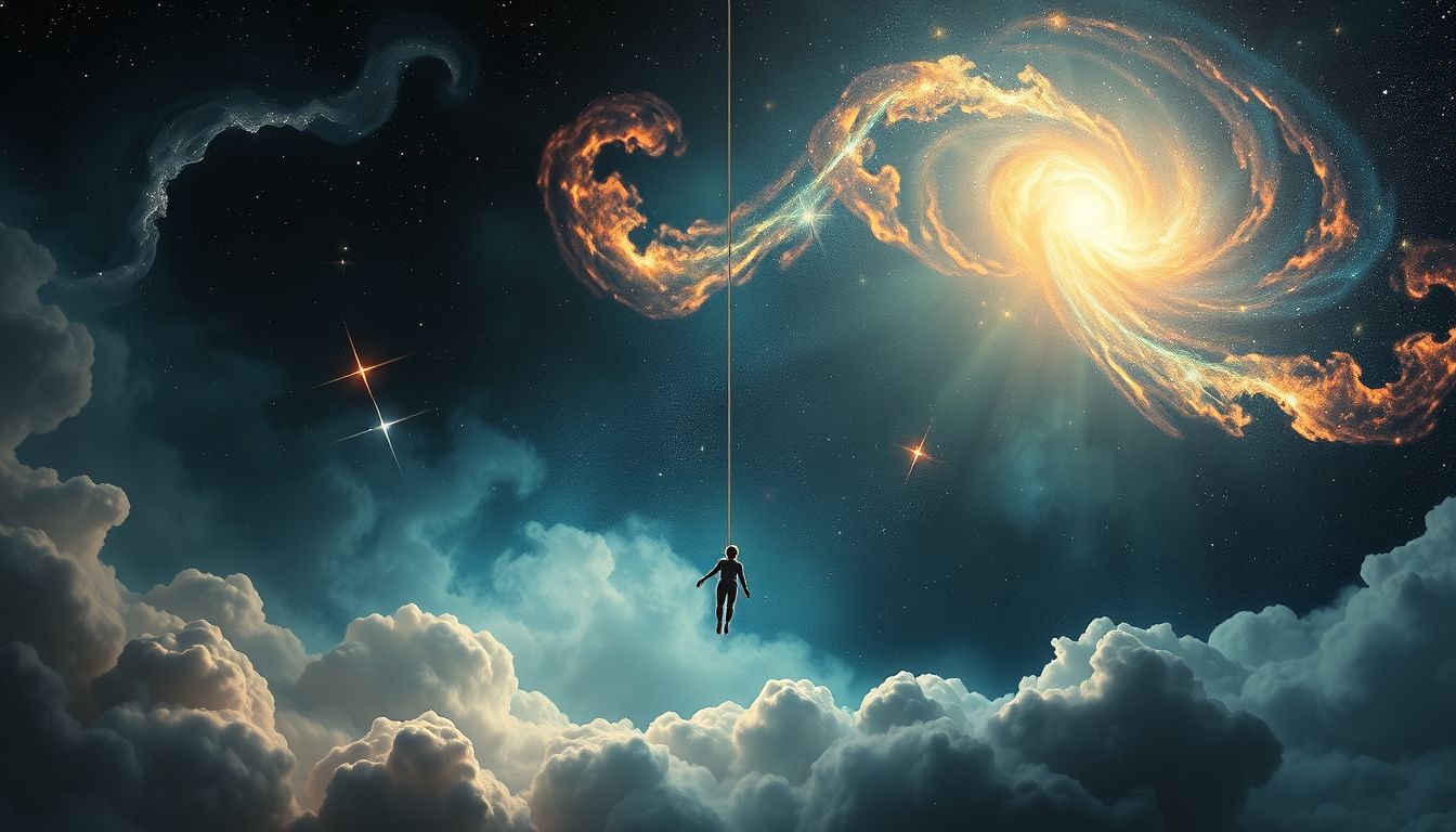 Der plötzliche Fall symbolisiert oft den Übergang von Angst zu Klarheit.
