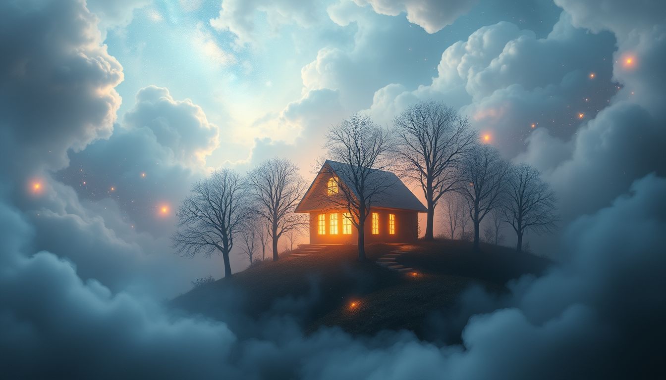Ein Haus im Wald symbolisiert Sehnsucht nach Ruhe und Selbstfindung.