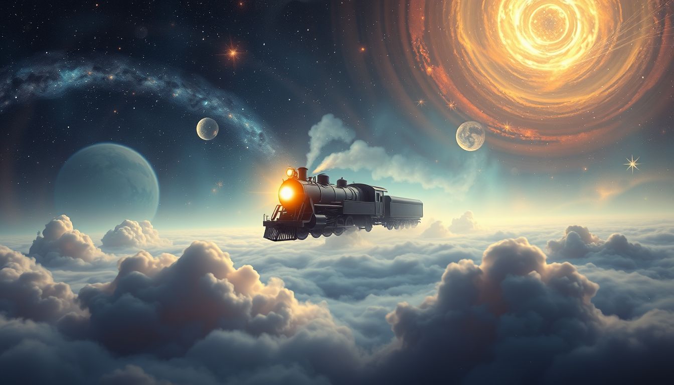 Eine Lokomotive ohne Waggons symbolisiert verlorene Richtung im Leben.