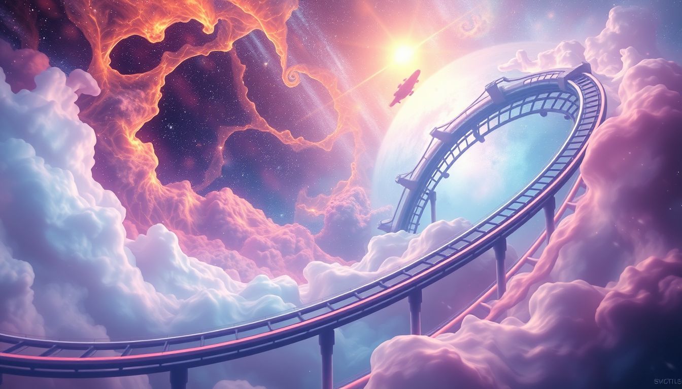 Ein Achterbahn-Traum mit Loopings symbolisiert persönliche Wachstumsphasen.