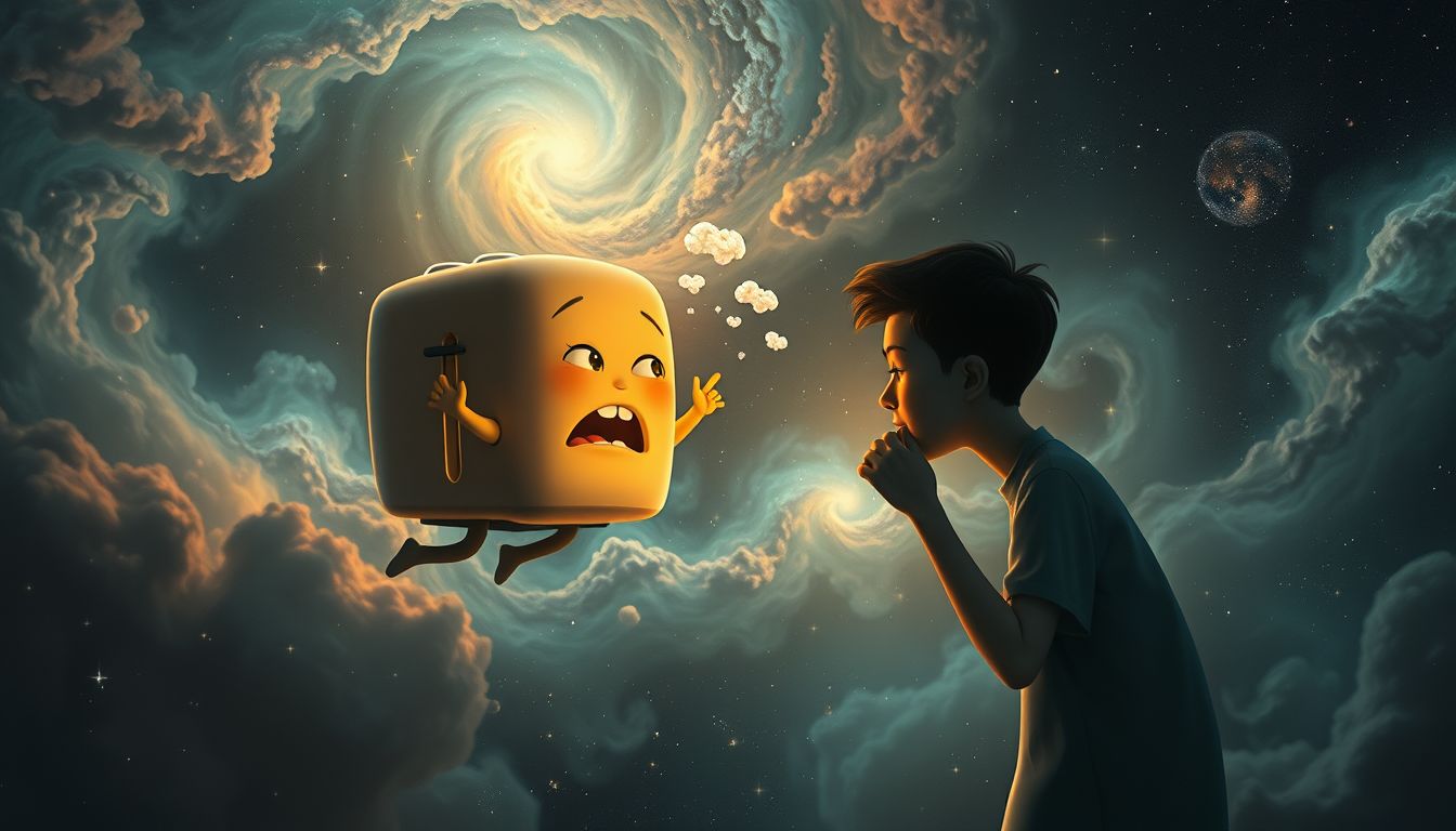 Ein sprechender Toaster symbolisiert innere Konflikte und Kommunikation.