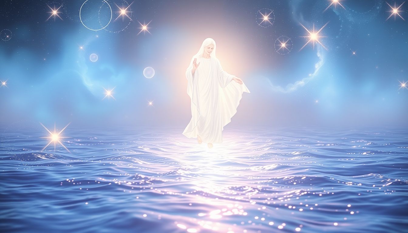 Der Traum symbolisiert spirituelle Reinheit und göttlichen Schutz über Wasser.