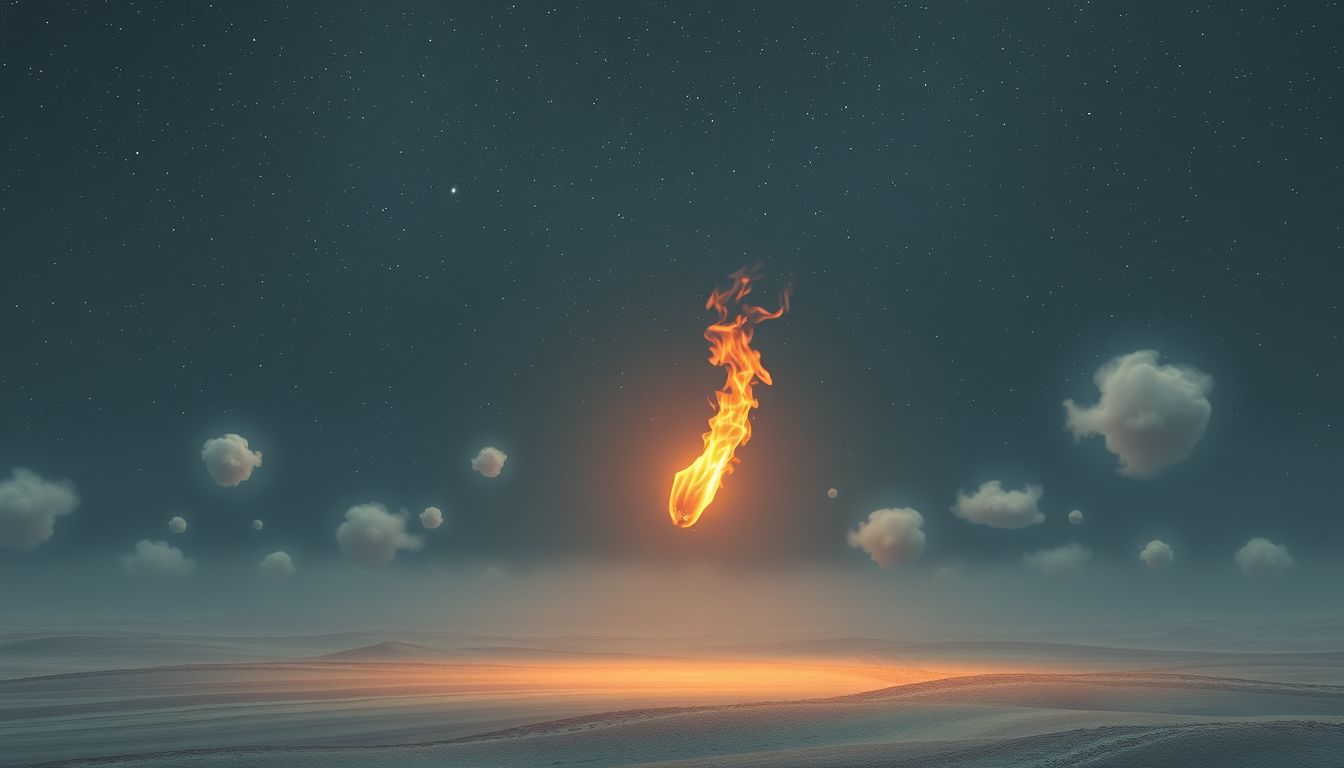 Ein Stichflammen-Traum im Freien symbolisiert plötzliche Inspiration.