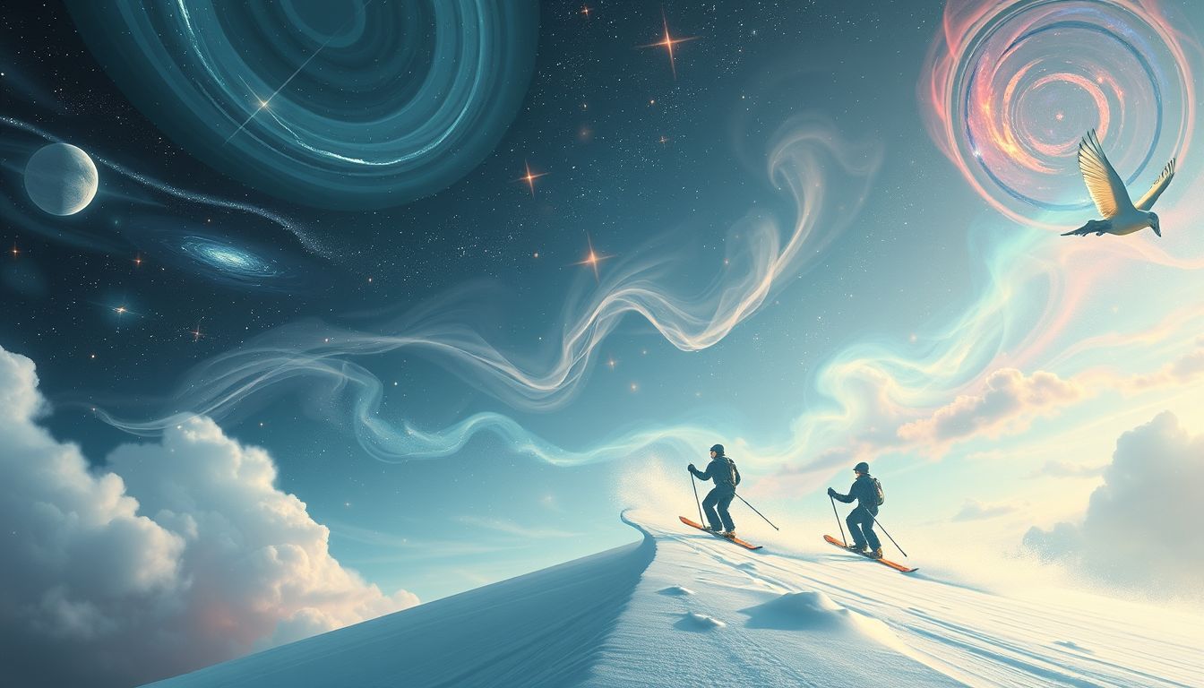 Der Traum vom Skifahren und Fliegen symbolisiert Freiheit und Leichtigkeit.