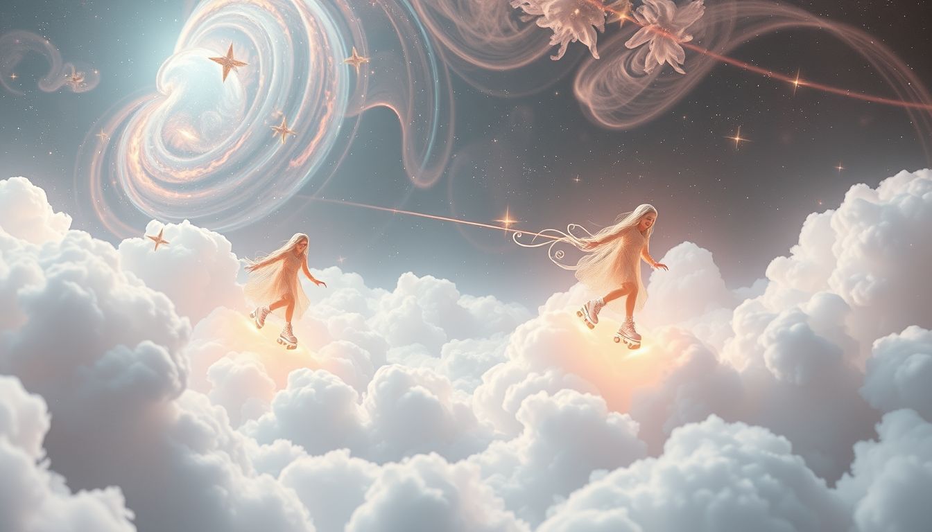 Träumen vom Rollschuhfahren auf Wolken symbolisiert unerreichbare Fantasien.