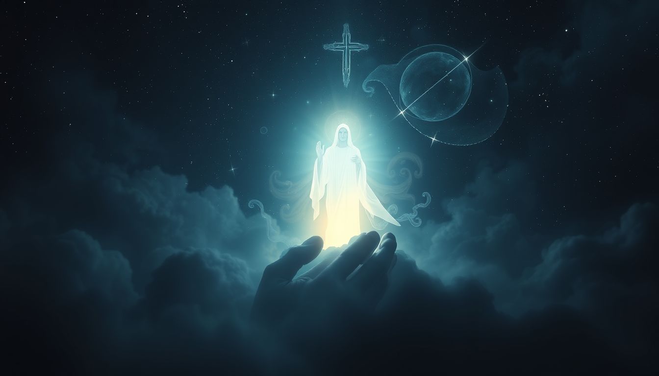 Ein heiliger Traum im Dunkeln symbolisiert spirituelle Führung in Krisen.