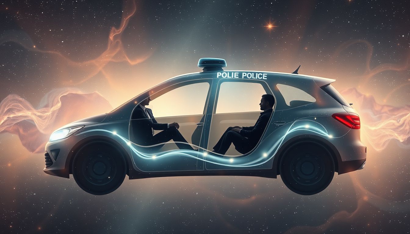 Im Polizeiauto sitzen symbolisiert Schutz und Kontrolle im Traum.