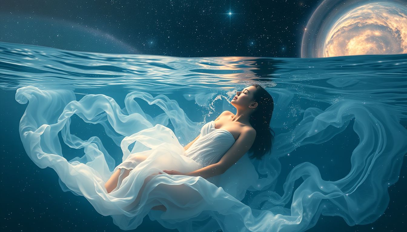 Im klaren Wasser überflutet zu werden symbolisiert innere Reinigung.