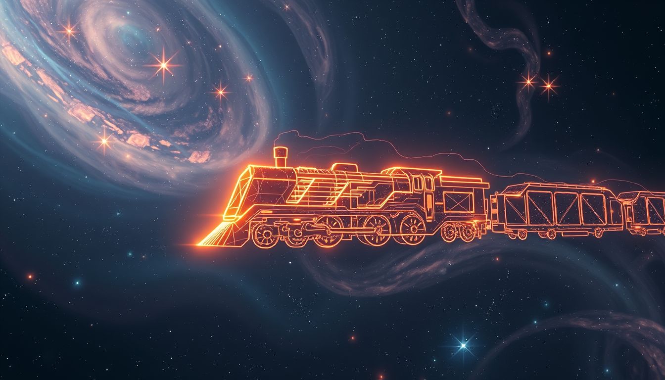 Eine moderne Elektrolokomotive symbolisiert Fortschritt und technologische Zukunft im Traum.