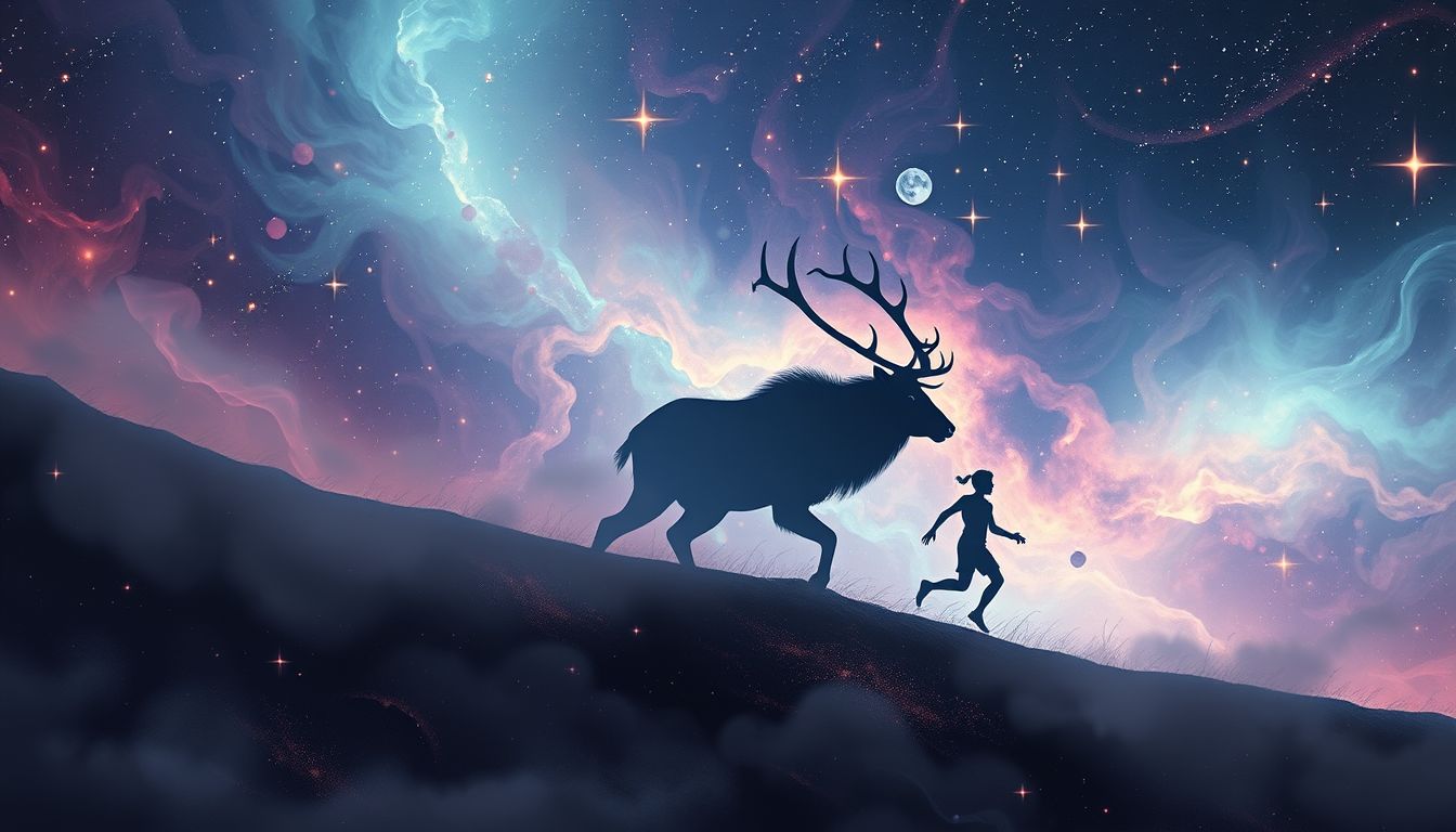 Vom Wapiti gejagt zu werden symbolisiert Angst und Fluchtinstinkt.