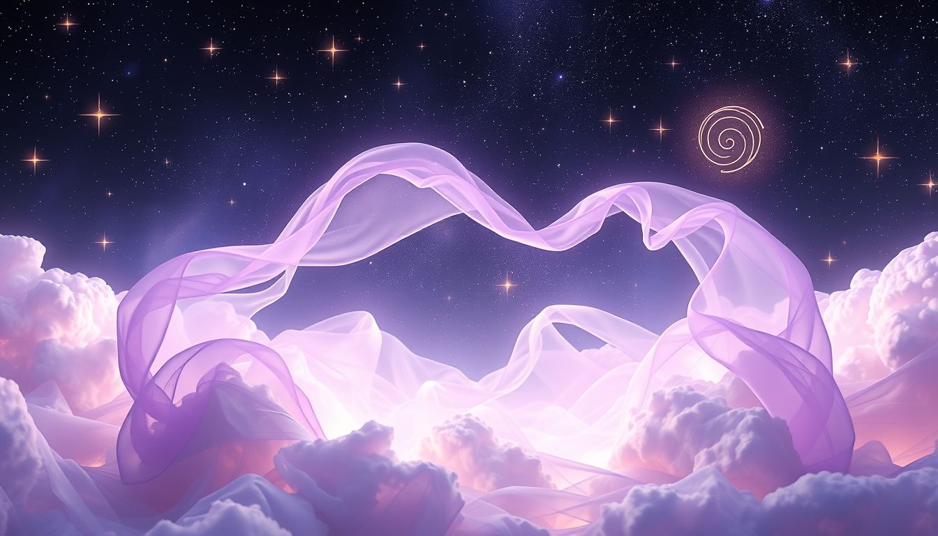 Das violette Kleid symbolisiert spirituelle Tiefe und kreative Inspiration.