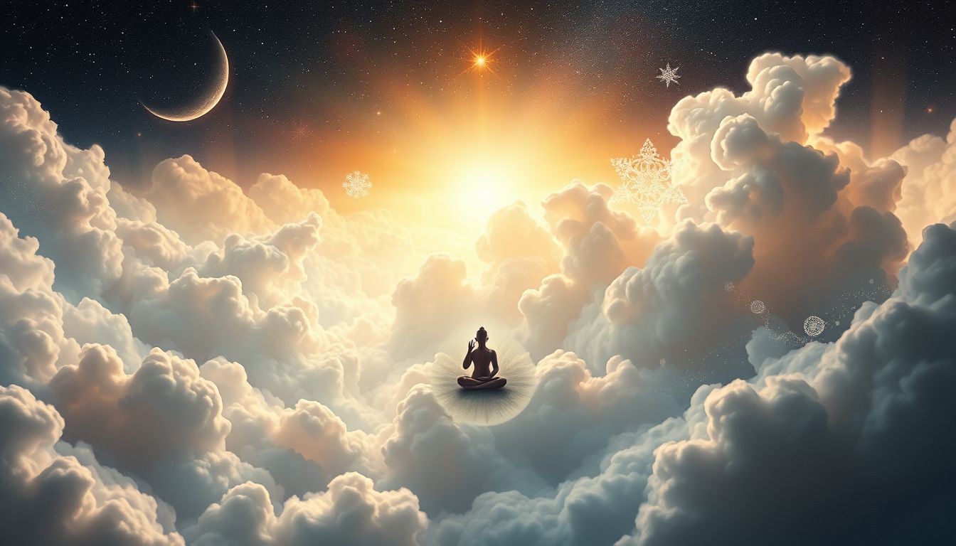 Der Osten symbolisiert spirituelle Erleuchtung durch Meditation und Innenschau.