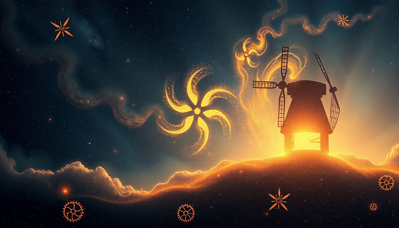 Die Windmühle symbolisiert unermüdliche Ausdauer trotz widriger Umstände.