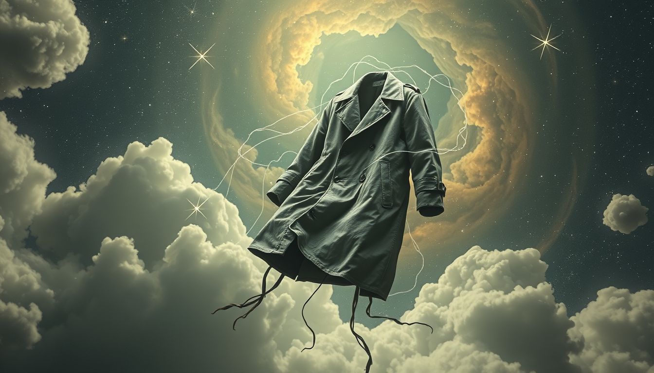 Ein abgenutzter Trenchcoat symbolisiert tief verwurzelte Lebenserfahrungen.