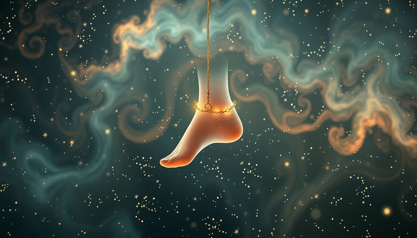 Ein ungewöhnliches Fußkettchen symbolisiert individuelle Freiheit und Selbstbewusstsein.
