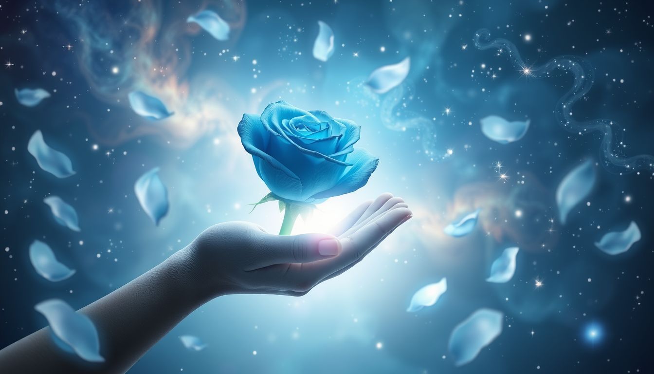 Eine blaue Rose symbolisiert unerreichbare Wünsche und Geheimnisse.