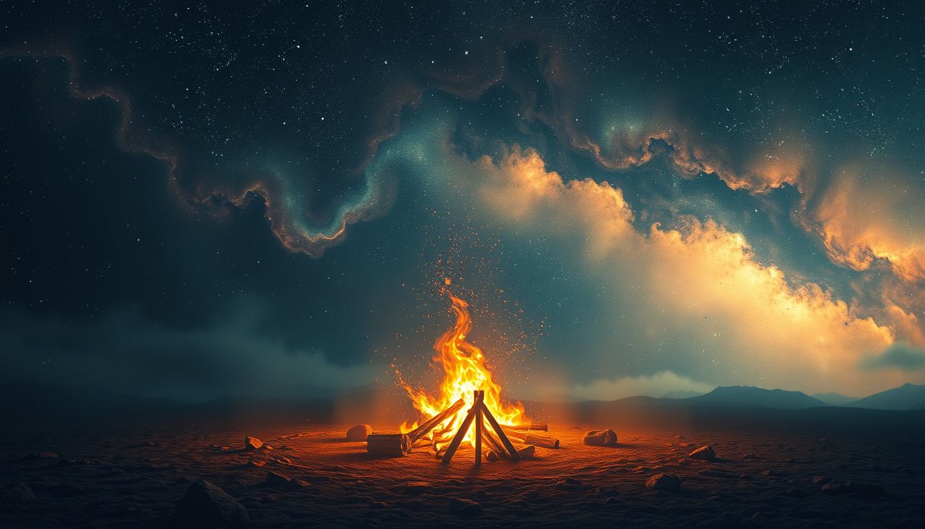 Das Erlöschen des Lagerfeuers symbolisiert das Ende von Gemeinschaftserleben.