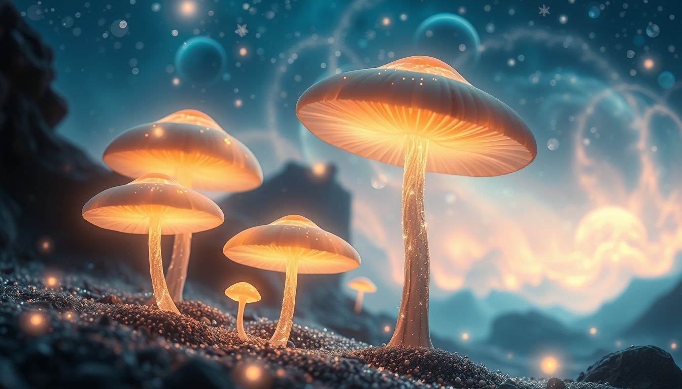 Leuchtende Pilze symbolisieren oft verborgene Erkenntnisse im Traum.