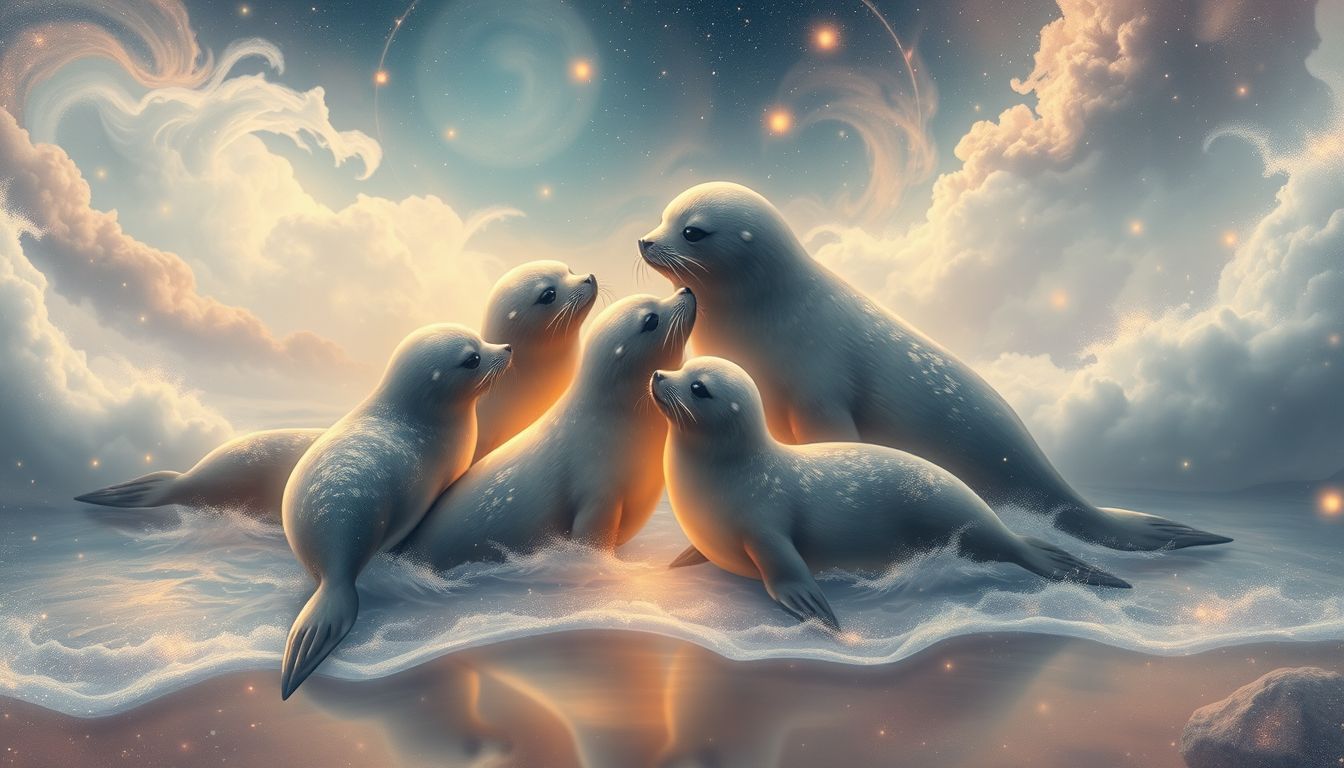 Mehrere Seehunde symbolisieren Gemeinschaft, Nähe und soziale Harmonie im Traum.