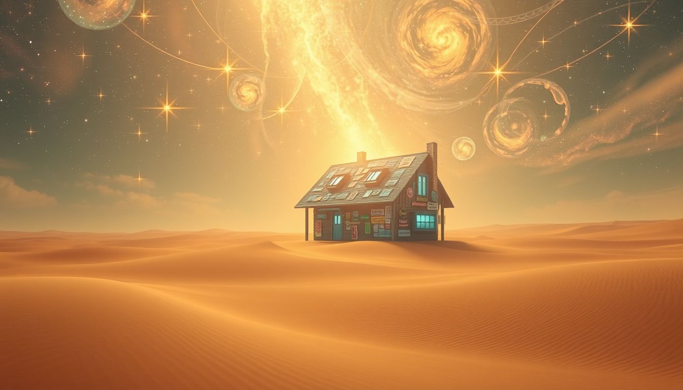 Ein Schilderhaus in der Wüste symbolisiert Orientierung im Leben.