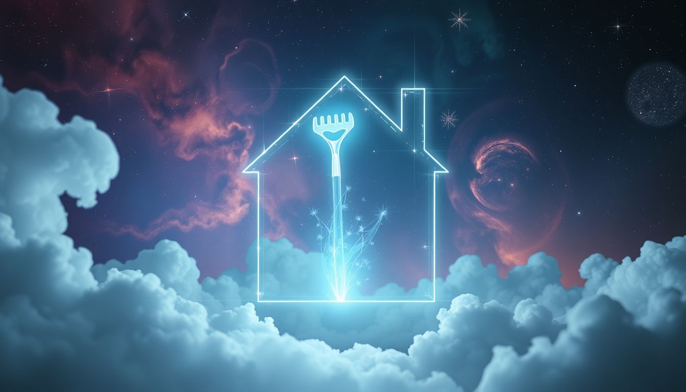 Eine Harke im Haus symbolisiert Ordnung und innere Reinigung.
