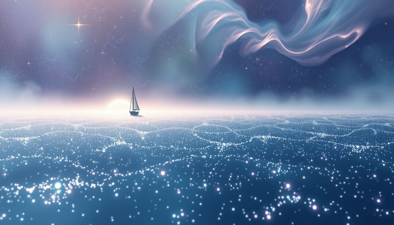 Ein Einmaster in der Ferne symbolisiert Sehnsucht nach Freiheit und Abenteuer.