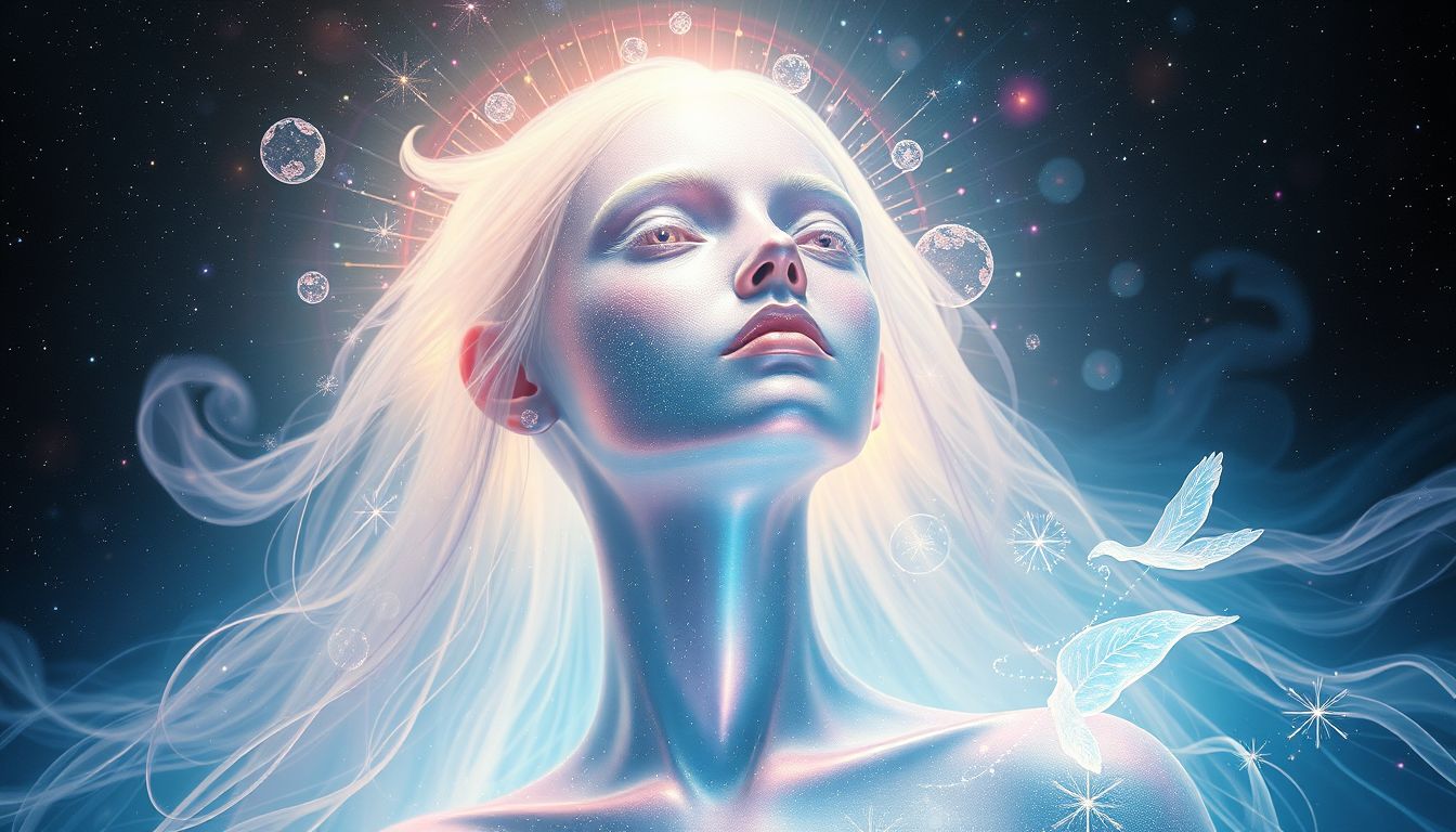 Traum 15 symbolisiert innere Transformation durch schillernde Haut.