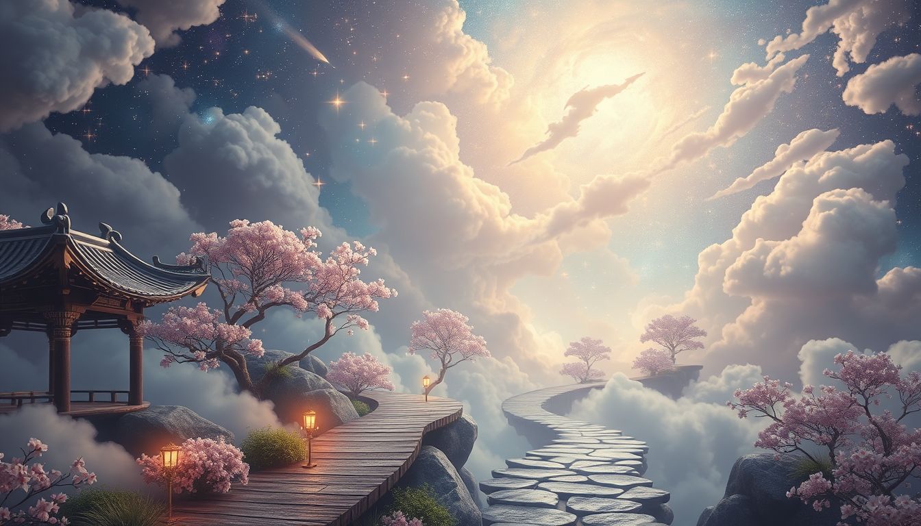 Ein östlicher Garten symbolisiert Harmonie und spirituelles Wachstum im Traum.