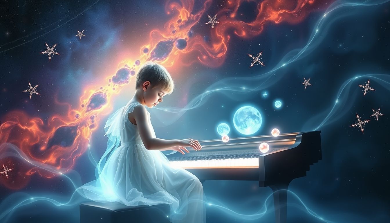 Ein sehr junger Organist symbolisiert frische Inspiration und Neuanfang.